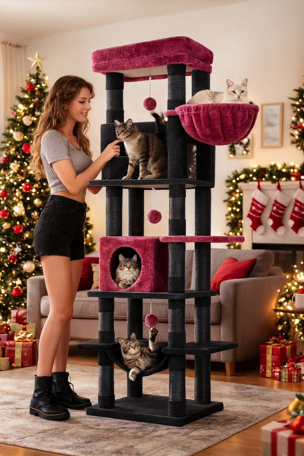 Árbol Rascador para Gatos 170 cm – Multi-Nivel para Gatos