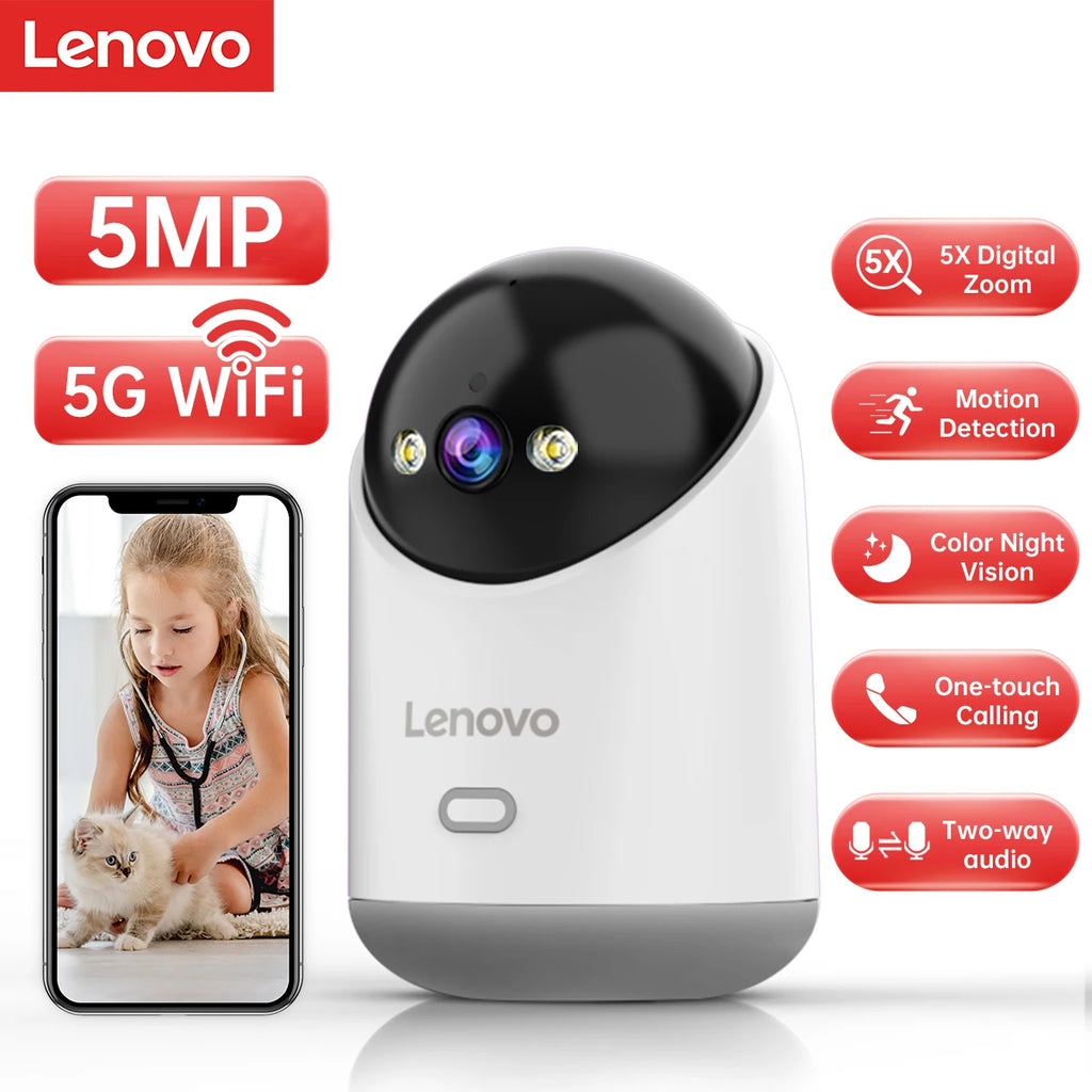 Cámara WiFi Lenovo 5MP con Visión Nocturna